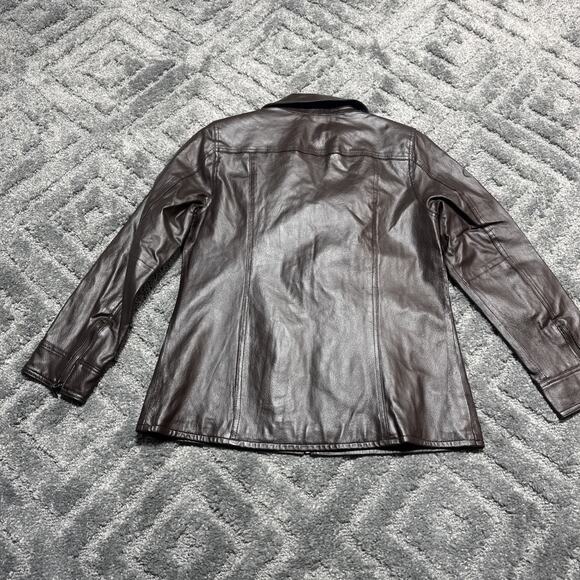 Denim & Co D&CO Leather Ladies Brown Motorcycle Jacket, Size M, Style A201535 - Picture 2 of 15